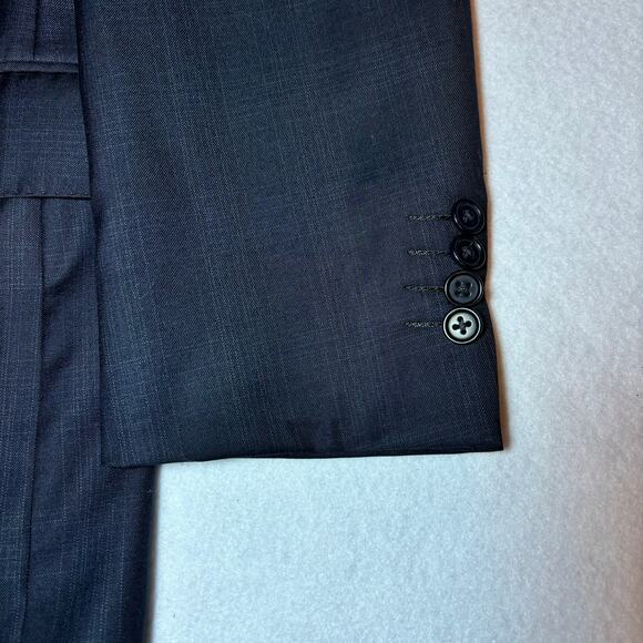 Canali 100% Wool Navy Blazer Sports Coat Plaid Pattern 3 Button Front Size 52R - Picture 4 of 11